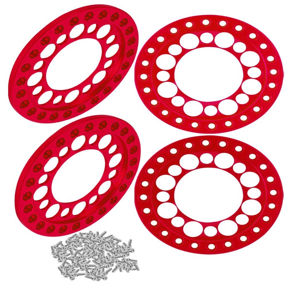hopsupRC RC 1.9inch Aluminum Beadlock Wheel Rim Replacement Ring Upgrades Part for 1/10 SCX10 SCX10 II SCX10 III 90046 90047 TRX4 D90,1.9" Wheels/Rims Crawler RC Car.Red(4PCS)