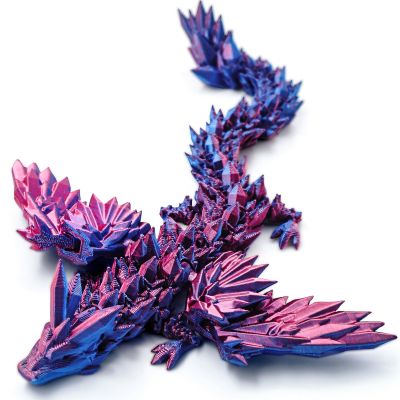Dxldfks 3D Printed Dragon with Wings, 3D Dragon 9" Articulated Winged Dragon for Home Office Decor Executive Desk Toys, Purple