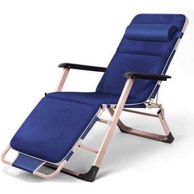 WDFYJ Recliner Chairs Folding Deck Chair Bedroom Living Room Outdoor Recliner Sun Lounger Portable Travel Recliner Leisure Vacation Chair 178x52x25cm(Blue)