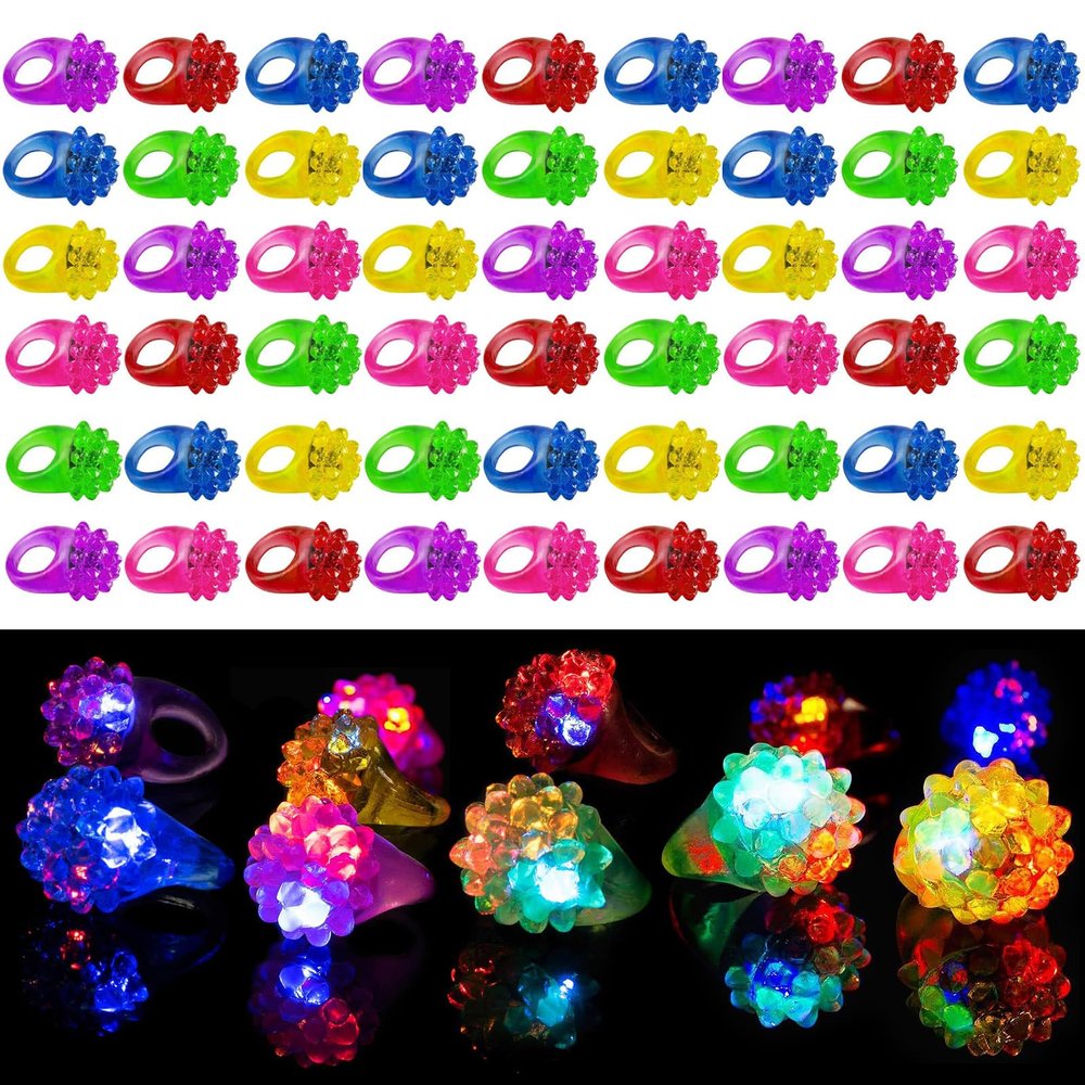 Wizzosivoor 50PCS Strawberry Light Up Rings Colorful LED Glow Rings for Parties Easter Halloween Christmas Celebrations