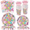 100 Pcs Its Me Hi Im The Birthday Girl Its Me Decorations In My Birthday Era Plates Napkins Forks Cups Dinnerware for Music Theme Women Girls Birthday Party Supplies Favors view 1