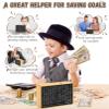 10000 Money Saving Box No Install Required Cash Vault Wooden Savings Challenge Box Piggy Bank for with $10000 $5000 $3000 $2000 $1000 $500 Target for Kids Adult Friend Gifts(8 Target Wood Color) view 2