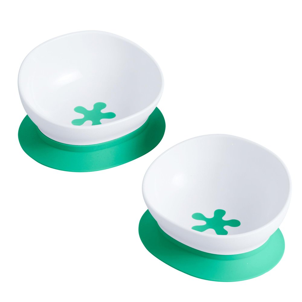 doddl Toddler and Baby Suction Bowl, Ergonomic Toddler Dishes for Self Feeding, 1-3 Year Olds, Dishwasher Safe, BPA Free (Aqua (Twin Pack))