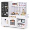 HONEY JOY Kids Kitchen Playset, Wooden Little Chef Pretend Play Kitchen Set w/Chalkboard & Water Dispenser, Lighted Stove, Storage Cabinet, Utensils, Play Kitchen for Toddlers, White + Golden view 1