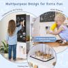 HONEY JOY Kids Kitchen Playset, Wooden Little Chef Pretend Play Kitchen Set w/Chalkboard & Water Dispenser, Lighted Stove, Storage Cabinet, Utensils, Play Kitchen for Toddlers, White + Golden view 3