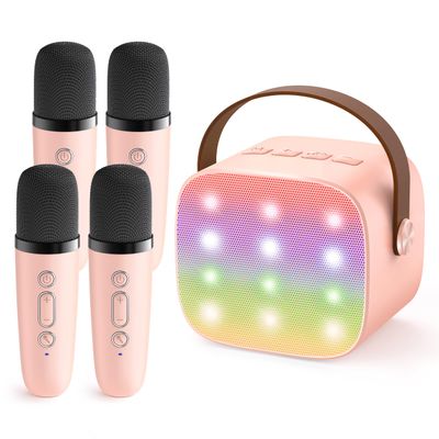 YLL Upgraded Mini Karaoke Machine with 4 Wireless Microphones Toy for Kids, 2026 Top Birthday Gifts for Girls Boys, Portable MP3 Player for Ages 3, 4, 5, 6, 7, 8, 9, 10, 11, 12+ Year Old Party (P-Ink)