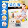 6-in-1 Baby Toys 6 to 12 Months, Montessori Toys for Babies 6-12-18 Months, Infant Teething Toy Stacking Blocks Rings Sensory Bin, Sorting Sensory Educational Learning Gift for Toddlers Aged 1-3 view 4