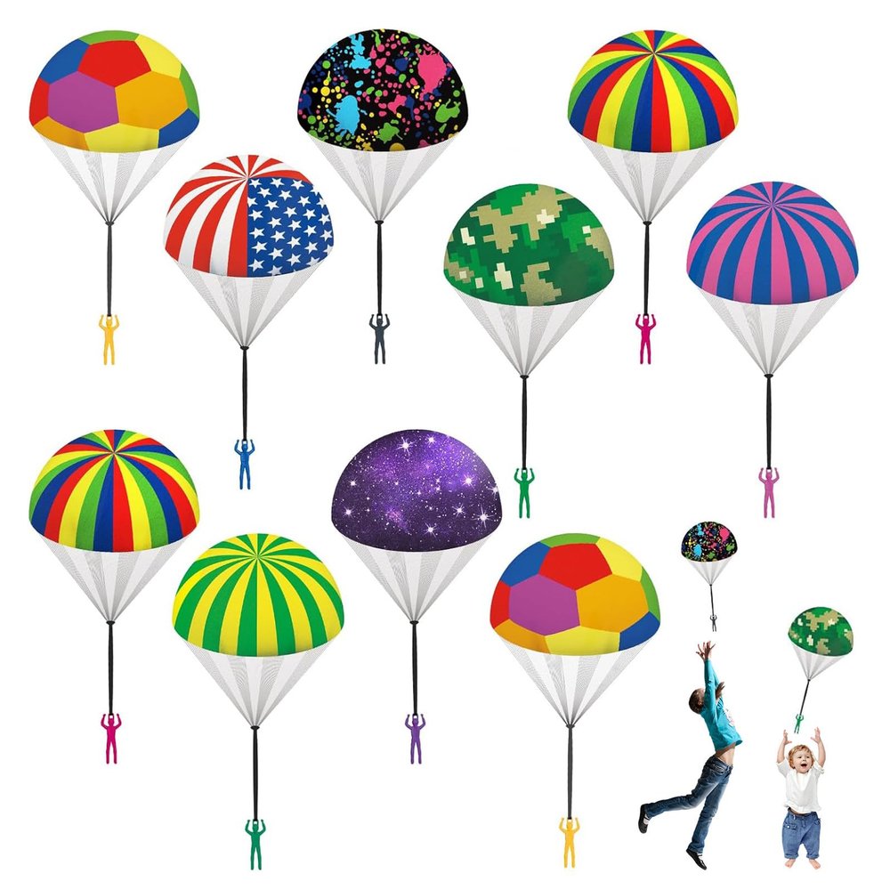 utosday Parachute Toy Easter Eggs Outdoor Flying Parachute for Kid, Throwing Children's Flying Toys with Small Figures, Easter Basket Stuffers Top Indoor Hand Throw Soliders for 3-12 Year Old (10PCS)