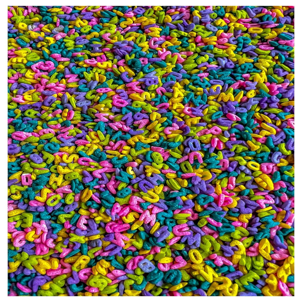 4 Cups of Tropical Rainbow Alphabet Pasta Sensory Filler for Sensory Table