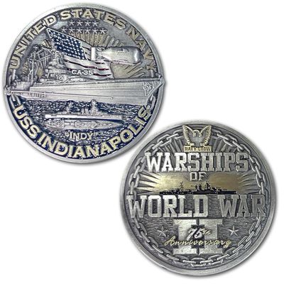 USS Indianapolis CA-35 Heavy Cruiser Warships of World War 2 Collectible Military Challenge Coin