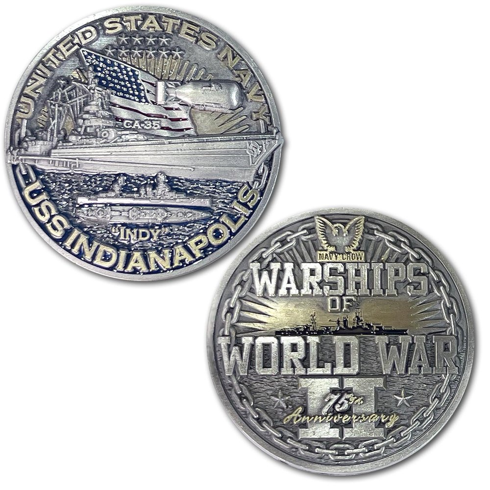 USS Indianapolis CA-35 Heavy Cruiser Warships of World War 2 Collectible Military Challenge Coin