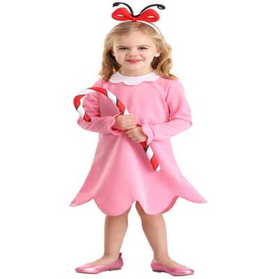Fun Costumes Whimsical Cindy Lou Who Costume for Girls: Embrace Dr. Seuss Magic with Adorable Dress & Candy Cane Accessory, 4T