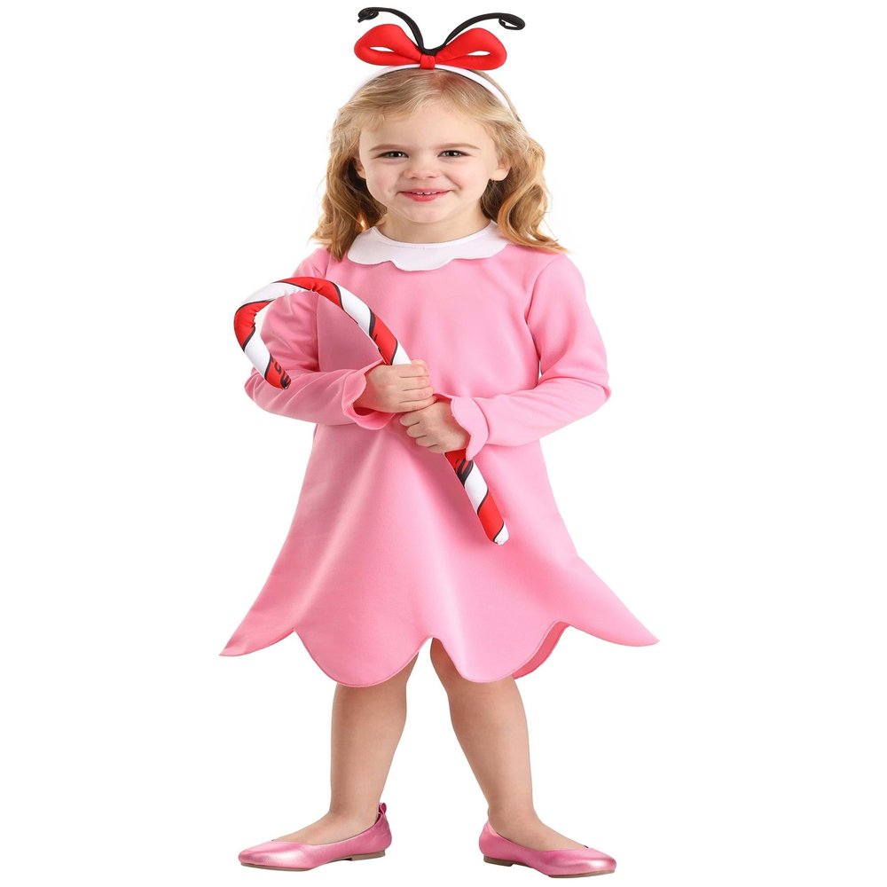 Fun Costumes Whimsical Cindy Lou Who Costume for Girls: Embrace Dr. Seuss Magic with Adorable Dress & Candy Cane Accessory, 4T