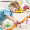 PicassoTiles Magnetic Race Track Car Slide Magnet Building Blocks Tiles Sensory Toys for Kids Toddlers Include Trucks Character Action Figures STEM Learning Kit Races School Age 3+ year Old Boys Girls view 2