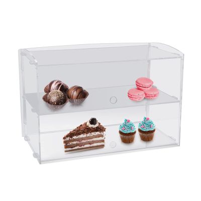 2 Layer Pastry Display CaseAcrylic Clear Dessert Bakery Display Case BoxCommercial Countertop Cookie Display Cabinet18 x 10 x 12 Inch