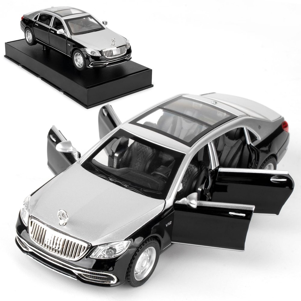 1:32 Compatible for S650 Car Model, Pull Back Diecast Toy Car with SoundsLights for Kids Boys Girls and Adults, Gift Sliver