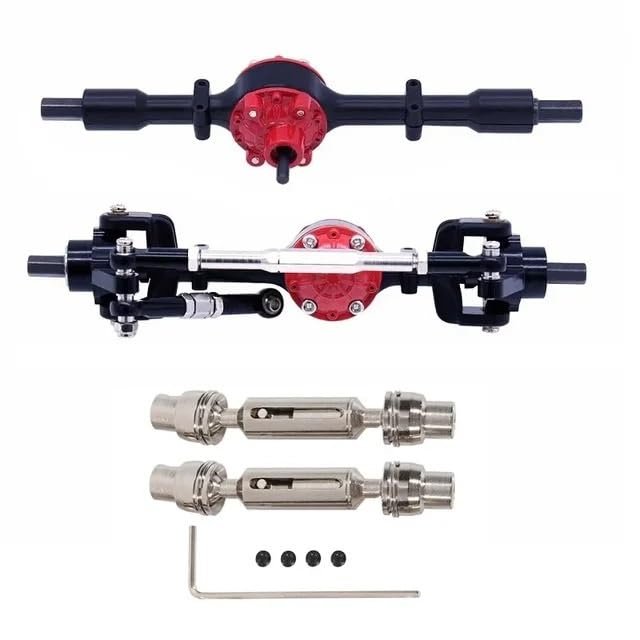 WPL C14 C24 C34 C44 C54 B14 B24 Metal Front Rear Axle and Drive Shaft Set 1/16 for RC Car Upgrade Parts Accessories(Black B)
