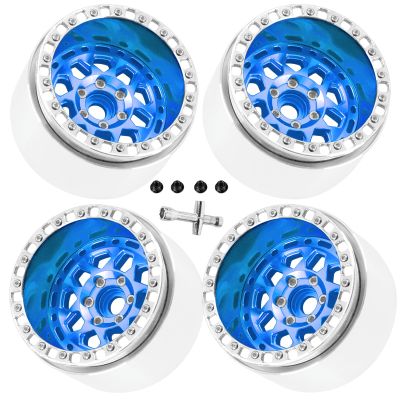 RCHuiWow 2.2" Beadlock RC Wheels for 1/10 RC Crawler SCX10 Capra,AMG 6x6,TRX4,Red cat Gen8 Everest Gen7 Pro,Alloy Aluminium rc Wheels 2.2 Beadlock Wheels 2.2 Beadlock Rims,4pcs,Navy Blue