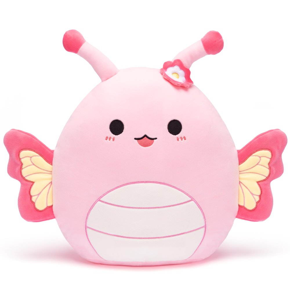 PLAYNICS Large Butterfly Plush Pillow Stuffed Animal Toy,15" Big Size Cute Soft Toys Fat Kawaii Hugging Stuff Cuddle Huggable Plushie,Gift for Kids