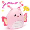 PLAYNICS Large Butterfly Plush Pillow Stuffed Animal Toy,15" Big Size Cute Soft Toys Fat Kawaii Hugging Stuff Cuddle Huggable Plushie,Gift for Kids view 4