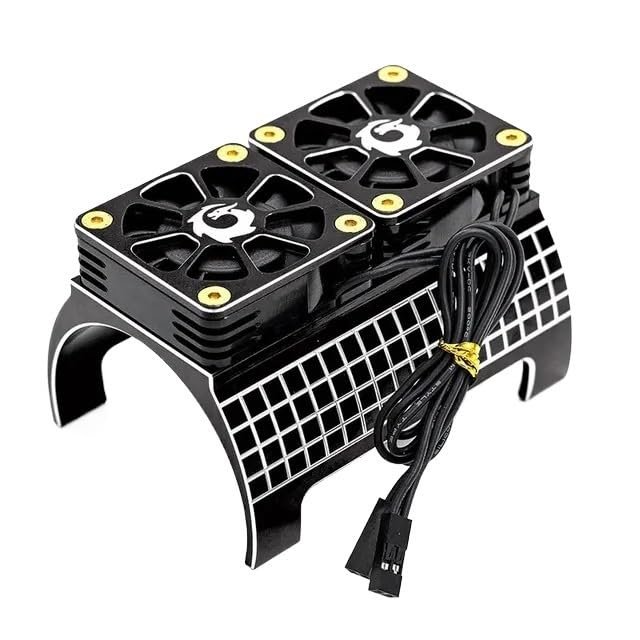 Metal Dual Cooling Fan 4985 1717 Motor Heat Sink for 1/5 Traxxas X-Maxx 6S 8S Arrma KRATON Outcast RC Car Upgrade Parts(Black)