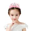 SuPoo 4th Birthday Headband Flower Crown for Girls Princess Tiara 4th Birthday Decorations for Girl Hair Band Cute 4 Year Old Party Decorations Accessory view 4