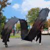 BMPAALN Dragon Ribbon Streamer, Dragon Poi Solid Color Dance Dragon Ribbon Black, Chinese Silk Square Juggling Kit, Sport Shaking Poi Streamers for Adults,(10M(33FT)) view 1