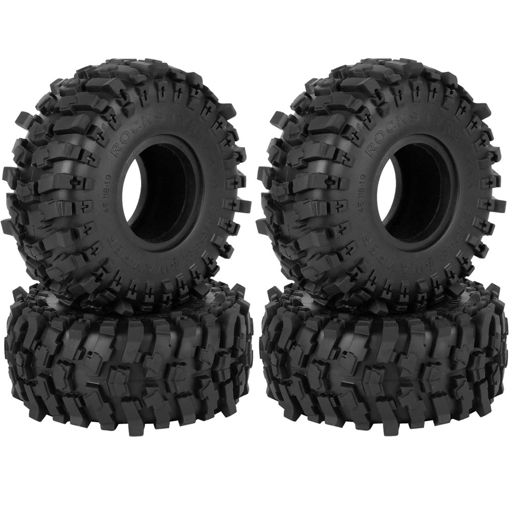 RCHuiWow 1.9" Beadlock Tires for 1/10 RC Crawler SCX10 SCX10 II SCX10 III TRX4 Red cat GEN7 8 RC 4WD,1.9 Beadlock Tires RC Tires 1.9 Crawler Tires Rubber Tires,4PCS