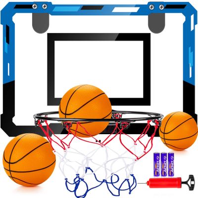 Basketball Mini Hoop Indoor Boys Gifts for Kids Adults, Door Room Mini Hoop with Balls, Basketball Accessories for Teen Boy Gifts, Blue