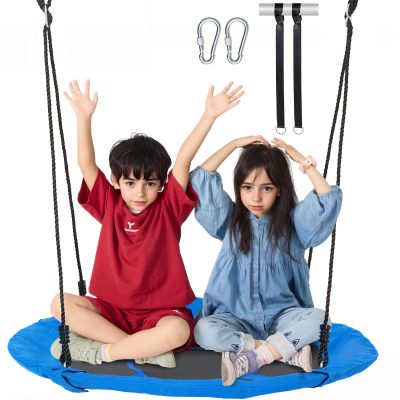 750lbs Weight Capacity, 900D Oxford Fabric Swing Seat with 2 Tree Hanging Straps and Adjustable Multi-Strand Ropes, 40 Inch Saucer Swing, Round Swing for Kids Outdoor, Blue