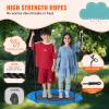 750lbs Weight Capacity, 900D Oxford Fabric Swing Seat with 2 Tree Hanging Straps and Adjustable Multi-Strand Ropes, 40 Inch Saucer Swing, Round Swing for Kids Outdoor, Blue view 4