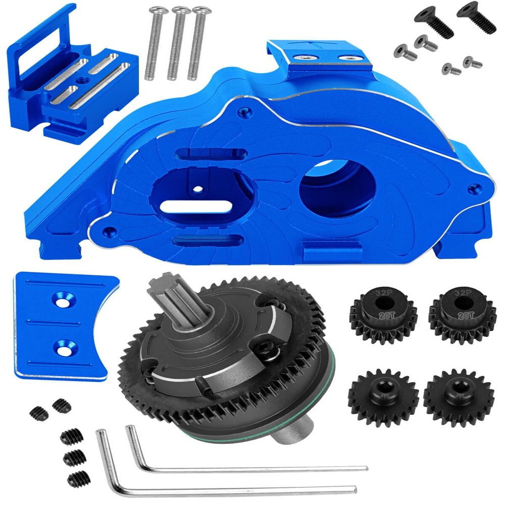 RCMYou RC Center Gearbox Case & 57T Center Differential w/Pinions Upgrades Part for 1/10 Kraton 4x4 4S BLX Outcast 4x4 4S BLX 1/8 Mojave 4X4 4S BLX,Navy Blue