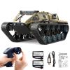 Mostop RC Tank Car, 1:16 Scale 2.4Ghz Remote Control Crawler High Speed Tank, Off-Road RC Tracked Vehicles 360Rotating Drifting Car with 2 Batteries, Military Truck for Kids Adults view 1