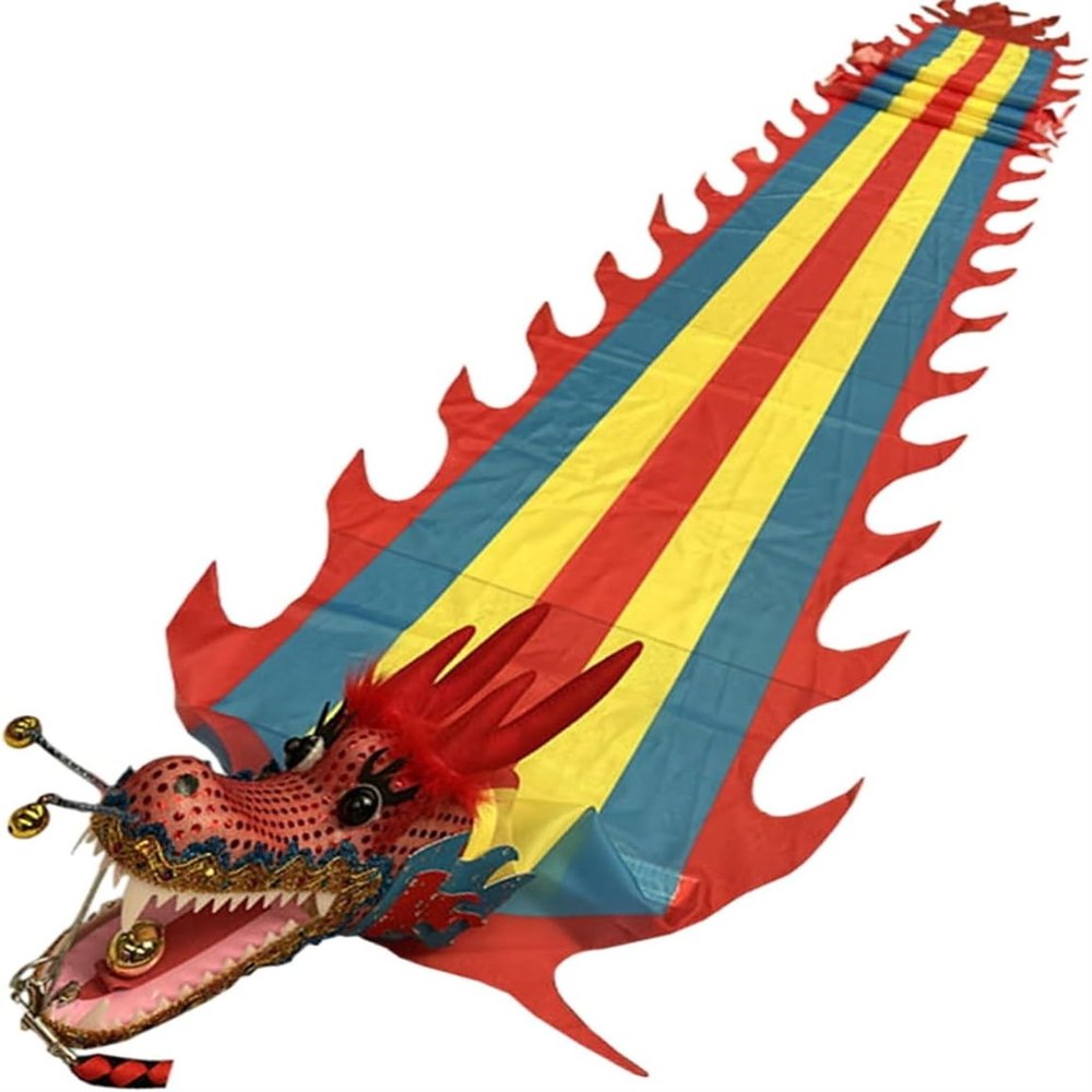 BMPAALN Dragon Ribbon Streamer, Flowy Dragon Dance Decorations, Rhythmic Shaking Staff Poi for Crafts, Sports Games Washable Performance Props(Style2,6M(19.6FT))