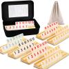 2-6 Players Rummy Game Gifts, Easter Gifts/Easter Basket Stuffers for Adults, Rummy Game W/ 6 Wooden Racks, 160 Melamine Tiles, Drawstring Bag, Portable Case, Family Games for Adults & Kids Age 8+ view 1