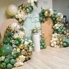MEBAY Green White Gold Balloon Arch Kit, 146Pcs Avocado Green Metallic Chrome Gold Confetti and White Latex Balloons for Wedding Birthday Baby Shower Decoration view 4