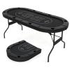 Giantex 8 Player Poker Table Foldable, 72" Portable Folding Texas Holdem Poker Tables w/Padded Rails, Cup Holders, Casino Grade Felt Surface, Oval Card Game Poker Table for Game Room (Black) view 1