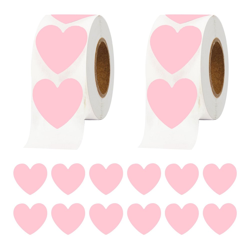 1000Pcs Heart Stickers, Heart Stickers for Kids, 1 inch Self Adhesive Pink Love Sticker for Envelopes Birthday Party Decoration Valentine Wedding Classroom Teacher Supplies
