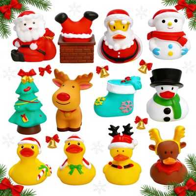 2.5 Inch Rubber Ducks for Kids  Pack of 12 Mini Christmas Ducks, Cute Holiday Ducking for Gift Toys, Party Favors, Jeep Ducks Themed Bath Toys for Toddlers & Kids
