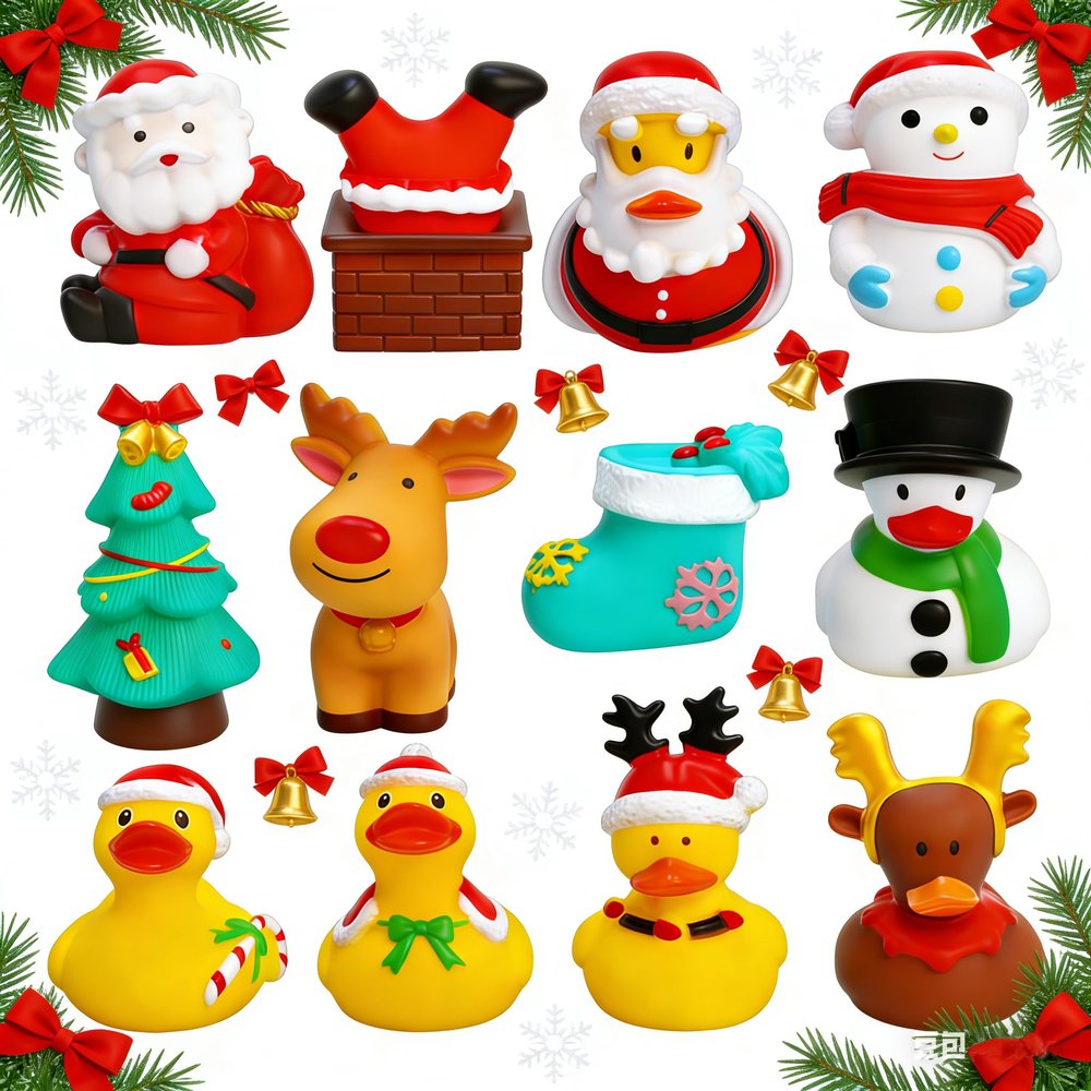 2.5 Inch Rubber Ducks for Kids Pack of 12 Mini Christmas Ducks, Cute Holiday Ducking for Gift Toys, Party Favors, Jeep Ducks Themed Bath Toys for Toddlers & Kids