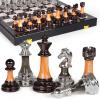 15" Large Chess Set for Adults Kids with Weighted Acrylic Chess Pieces 3.5" King & Portable Folding Marbling Wooden Board Travel Chess Sets Family Board Game Gift  Elegant Classic Chess Game view 2