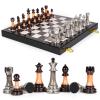 15" Large Chess Set for Adults Kids with Weighted Acrylic Chess Pieces 3.5" King & Portable Folding Marbling Wooden Board Travel Chess Sets Family Board Game Gift  Elegant Classic Chess Game view 4