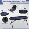 Giantex 8 Player Poker Table Foldable, 72" Portable Folding Texas Holdem Poker Tables w/Padded Rails, Cup Holders, Casino Grade Felt Surface, Oval Card Game Poker Table for Game Room (Black+Blue) view 2