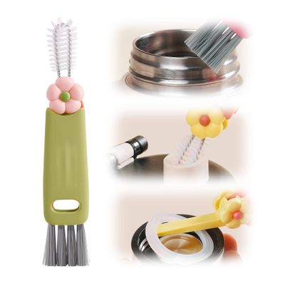 Upgraded 3 in 1 Cup Lid Cleaning Brush, 2025 New Multifunctional Lid Cleaner Brush, Portable Crevice Cleaning Brush Set for Baby Bottle Gap Tight Spaces