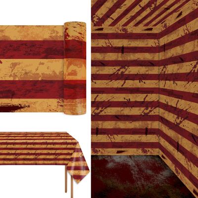 100Ft Long Creepy Carnival Tablecloth Roll Decorations Halloween Bloody Circus Tent Backdrop Banner Evil Carnival Table Cover for Clown Room Wall Horror Scary Birthday Halloween Party Decor Supplies
