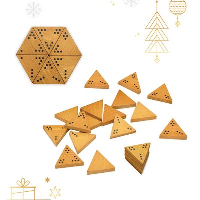 Trustic Triominos - Strategy and Puzzle Board Game, Wooden Triangular Tiles, Set 56 Pieces, Tabletop Family Game (Dots)
