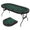 Giantex 8 Player Poker Table Foldable, 72" Portable Folding Texas Holdem Poker Tables w/Padded Rails, Cup Holders, Casino Grade Felt Surface, Oval Card Game Poker Table for Game Room (Black+Green) view 1