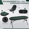Giantex 8 Player Poker Table Foldable, 72" Portable Folding Texas Holdem Poker Tables w/Padded Rails, Cup Holders, Casino Grade Felt Surface, Oval Card Game Poker Table for Game Room (Black+Green) view 2
