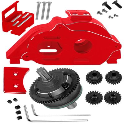 RCMYou RC Center Gearbox Case & 57T Center Differential w/Pinions Upgrades Part for 1/10 Kraton 4x4 4S BLX Outcast 4x4 4S BLX 1/8 Mojave 4X4 4S BLX,Red