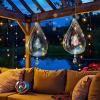 3D Wind Spinners Outdoor Flowing-Light Effect Metal Garden Decor, Highly Reflective Bird Deterrents for Outside, Mirrored Wind Sculptures to Scare Birds Away from Yard Patio Farm (Water-Drop-Silver) view 2